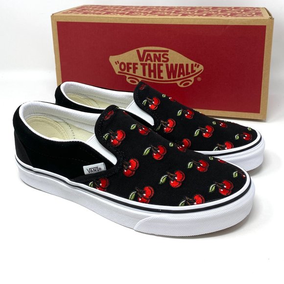 Vans Other - Vans Classic Men's Slip On Shoes Cherries Canvas Black Low Sneakers VN0A4U38L6M